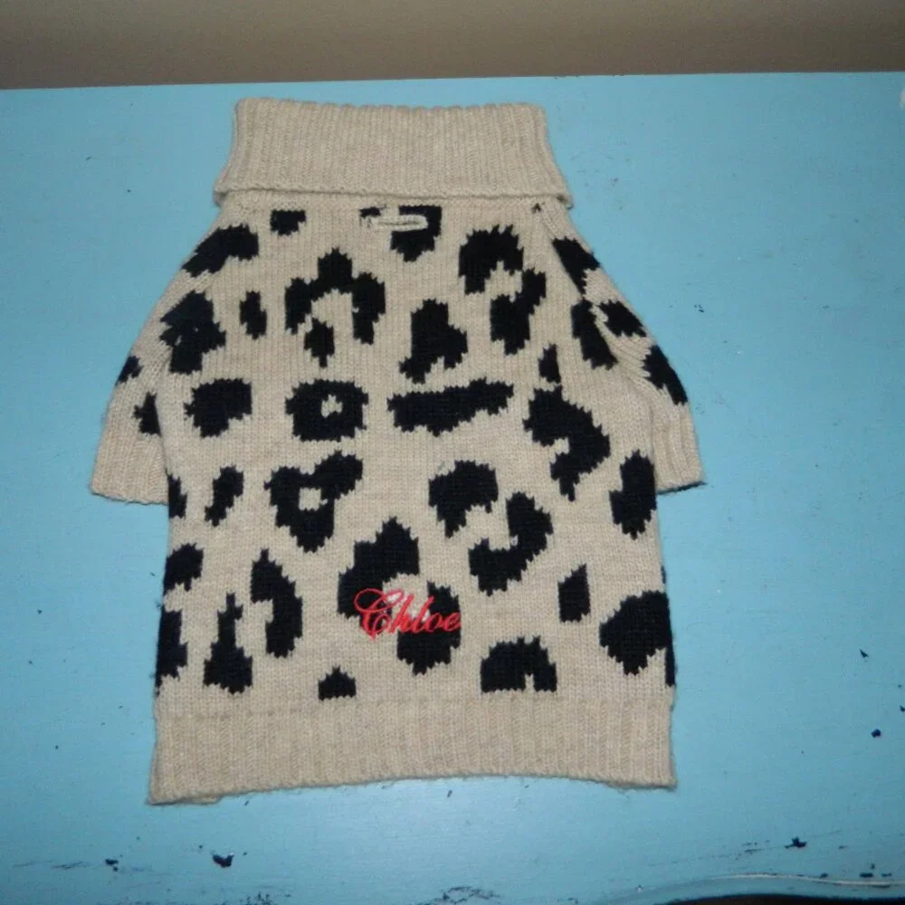 Mark & Graham Leopard Print Knit Dog Sweater 